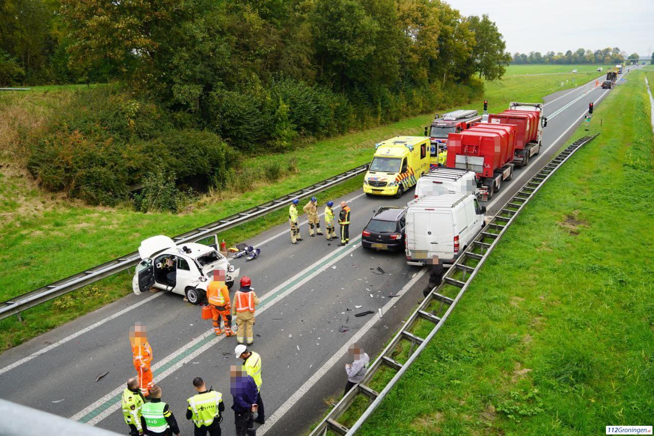 Ongeval tussen vijf voertuigen op de N46 Sint-Annen.