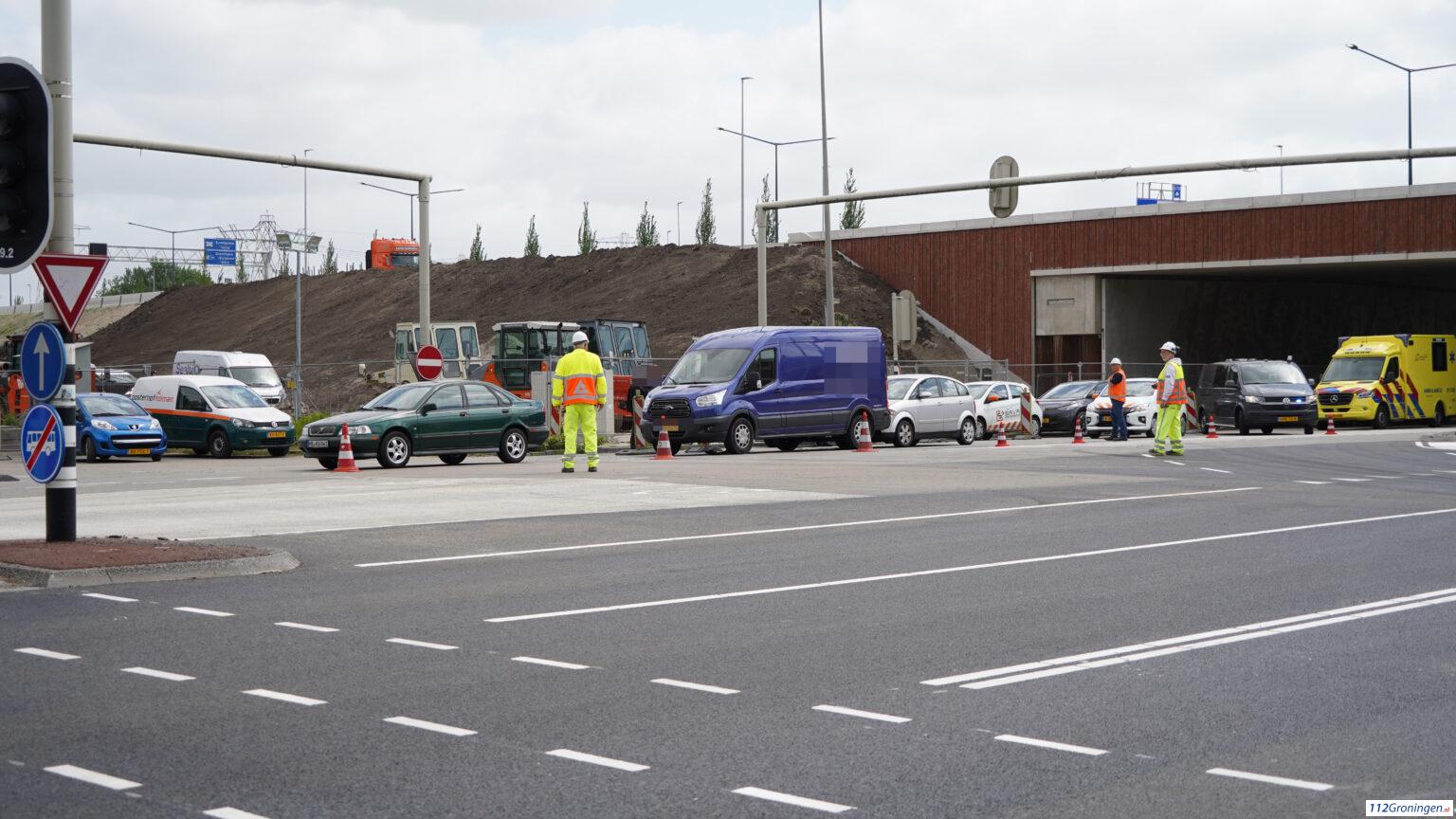 Kop/staart ongeval op de Europaweg in Groningen.