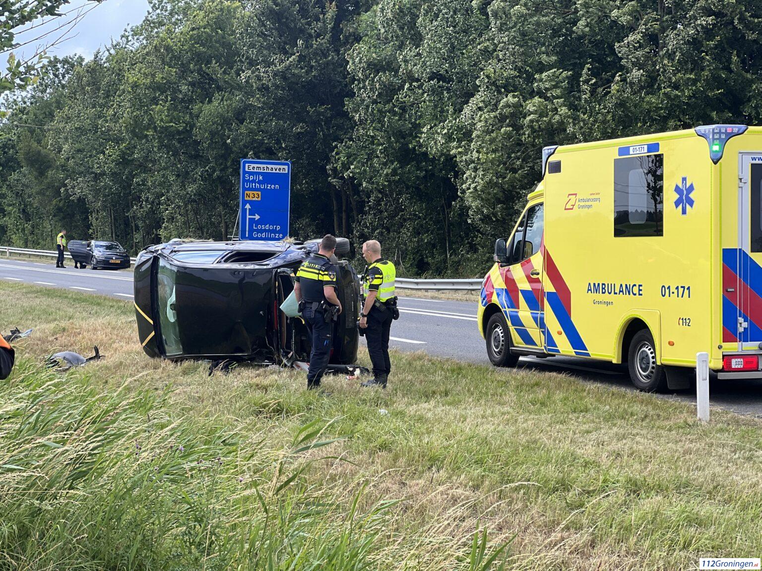 Eenzijdig ongeval op de N33 bij Holwierde.