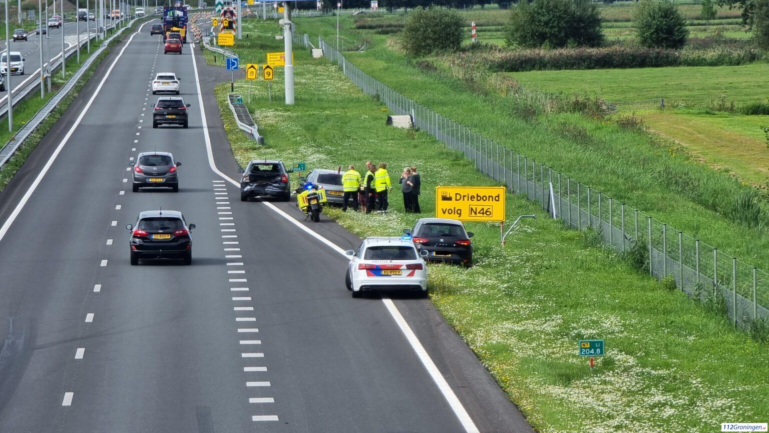 Ongeval op A7 bij Groningen.
