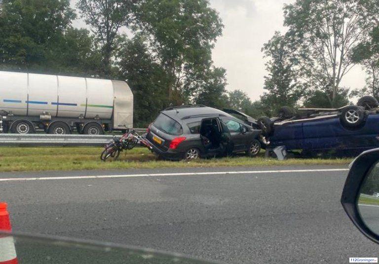 Meerdere gewonden bij ongeval op A7 bij Hoogezand.