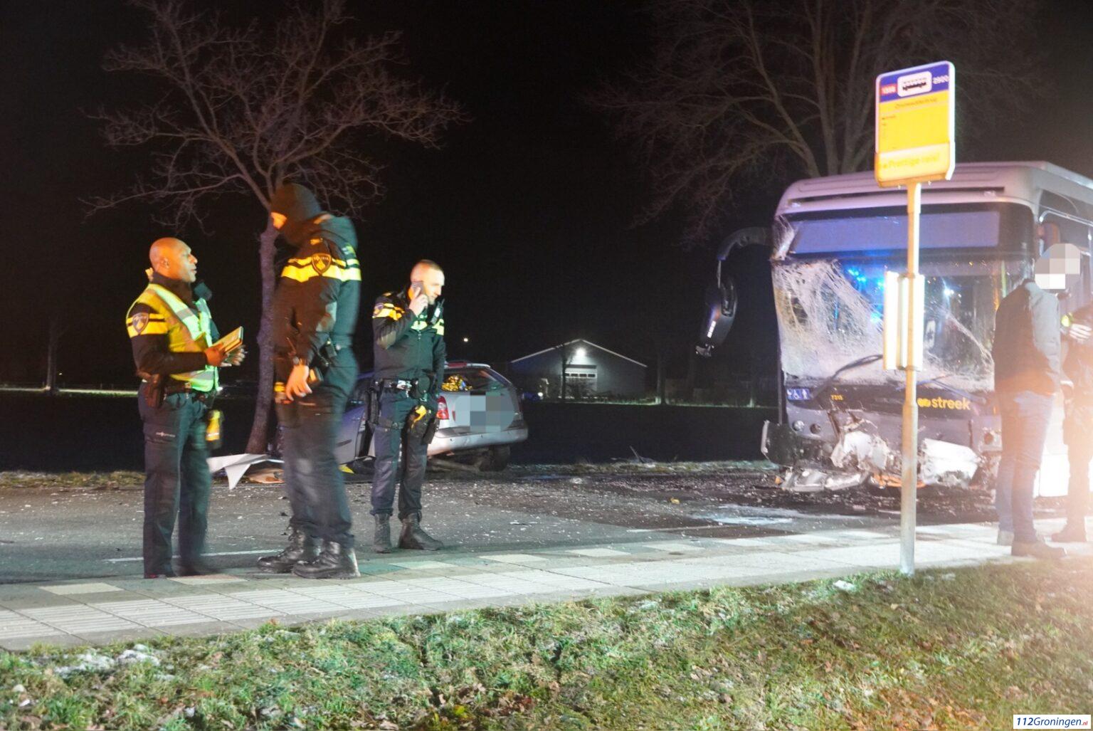 Ongeval op de N365 met lijnbus bij Onstwedde, 4 gewonden.