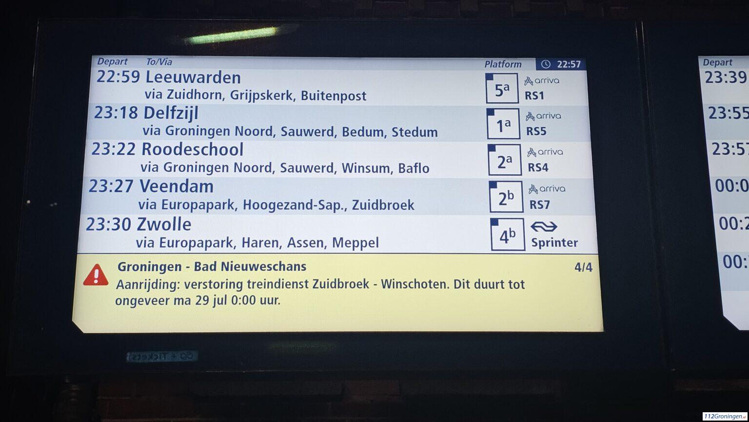 Treinverkeer stil tussen Zuidbroek en Winschoten door aanrijding. Treinverkeer stil tussen Zuidbroek en Winschoten door aanrijding.