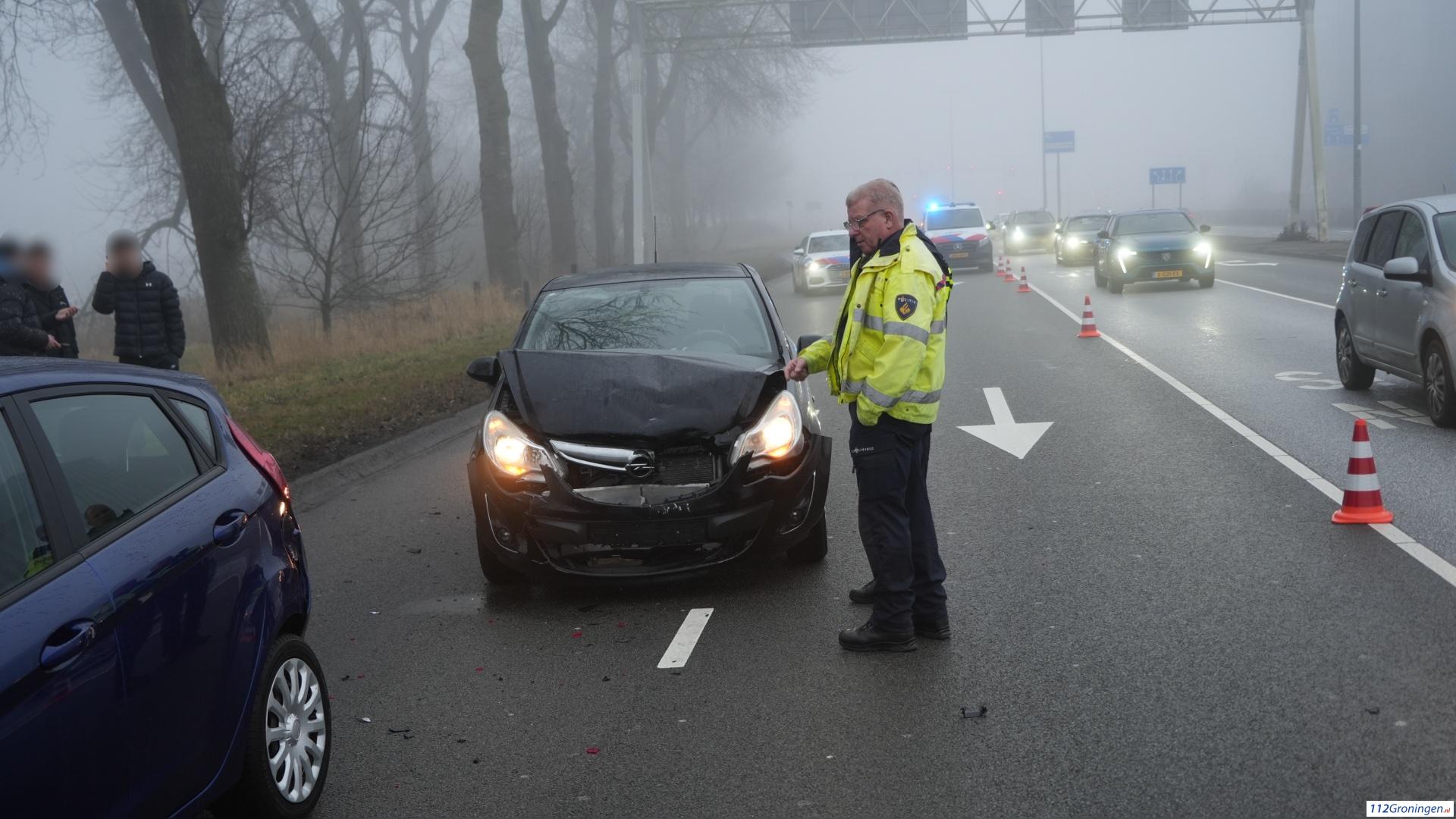 Forse kop-staartaanrijding op Europaweg in Groningen