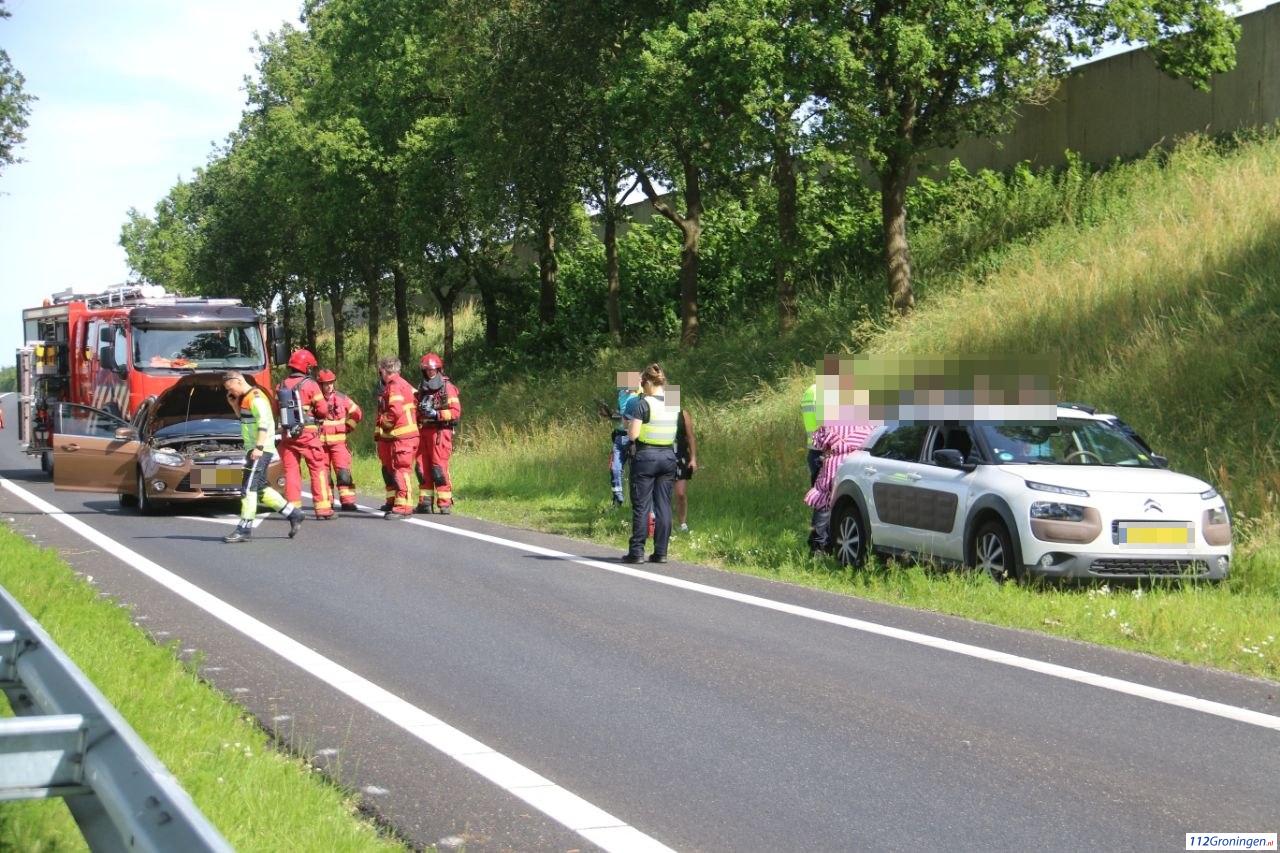 Ongeval op de afrit A7 bij Sappemeer. Ongeval op de afrit A7 bij Sappemeer.